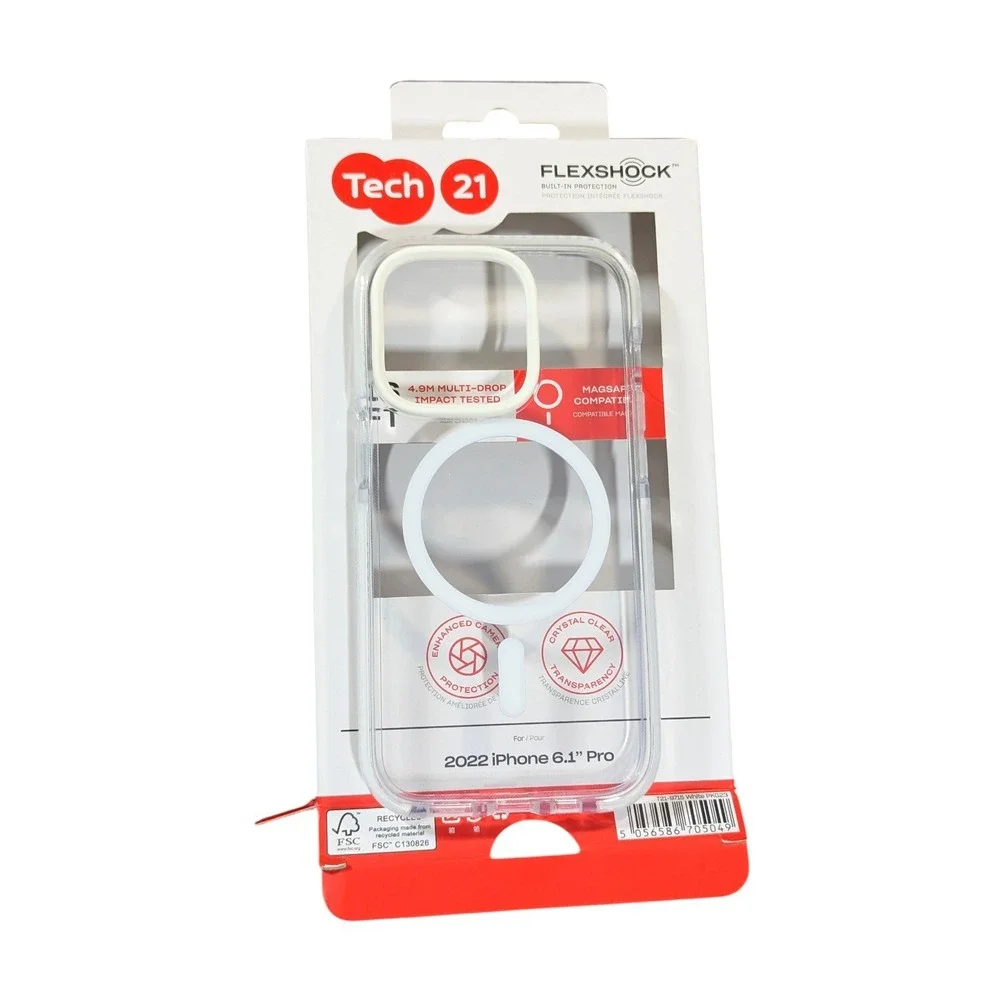 G7O. Tech21 Flexshock EvoCrystal Magsafe Case for iPhone 14 Pro - Clear‎ / White